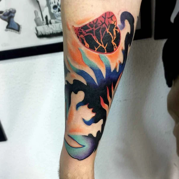 Abstract Abstract, Fire tattoo on Forearm