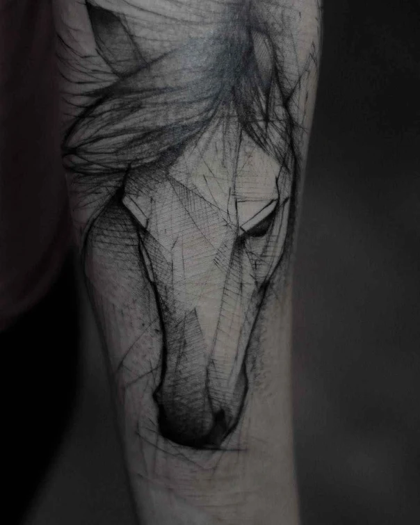 Sketch Horse tattoo on Forearm