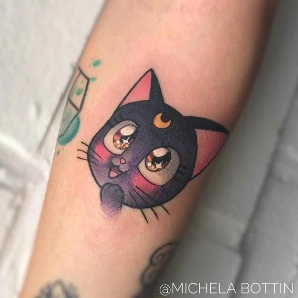 Anime Cat tattoo on Forearm