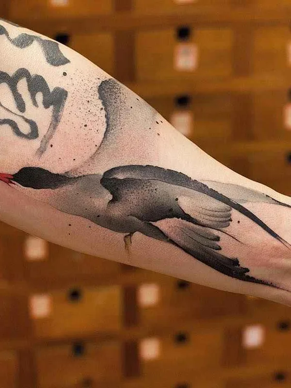 female black watercolor Tatuaggio su forearm #14337 | Tatuatore Chen Jie
