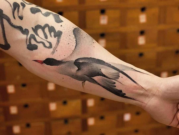 Watercolor Bird tattoo on Forearm