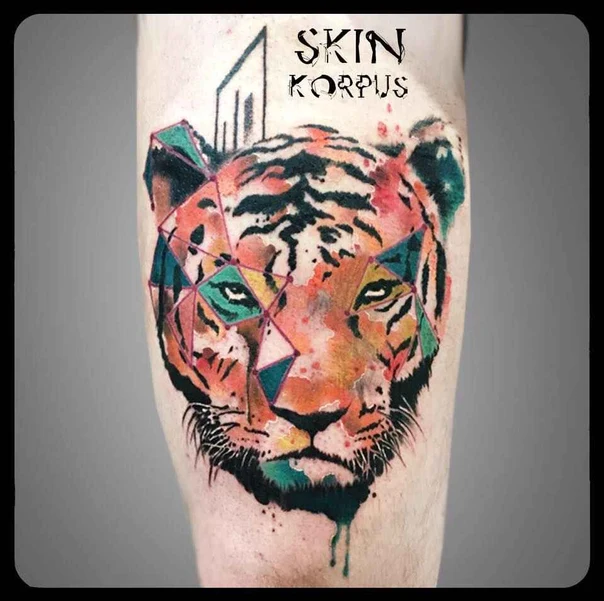 Watercolor Tiger tattoo on Forearm