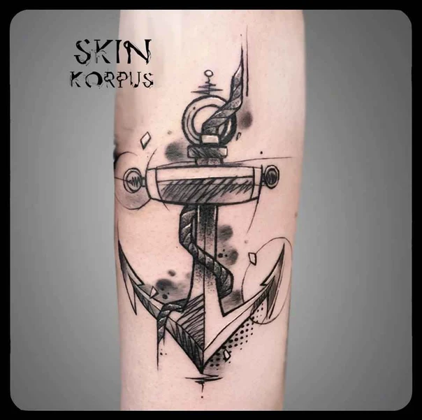 Sketch Anchor tattoo on Forearm