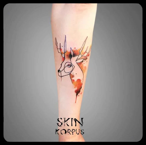 Linework Deer tattoo on Forearm