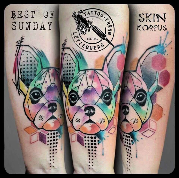 Geometric Dog, Geometric tattoo on Forearm