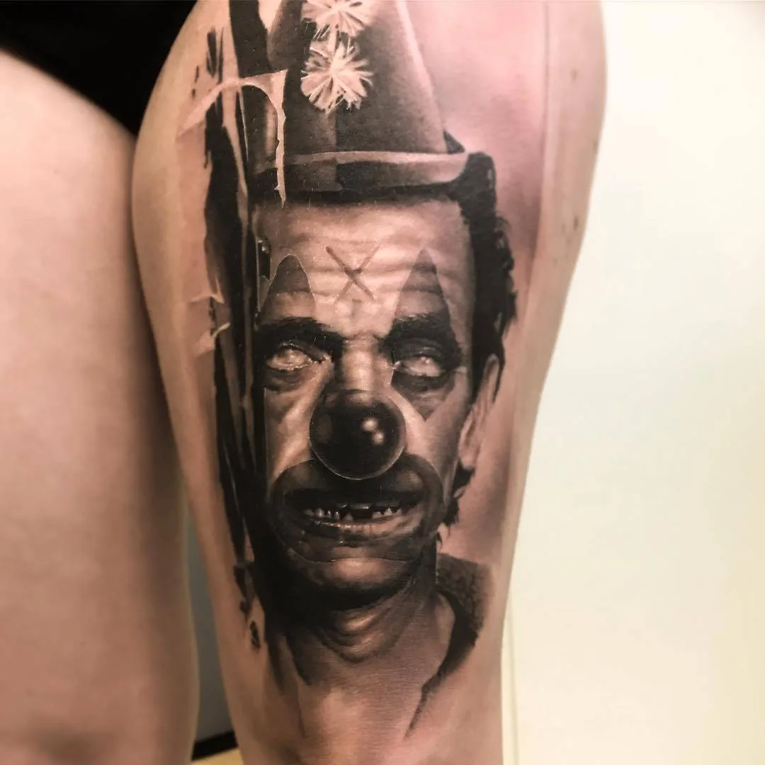 Tattoo artist Neon Judas, black&grey horror portrait realistic tattoo | Germany  