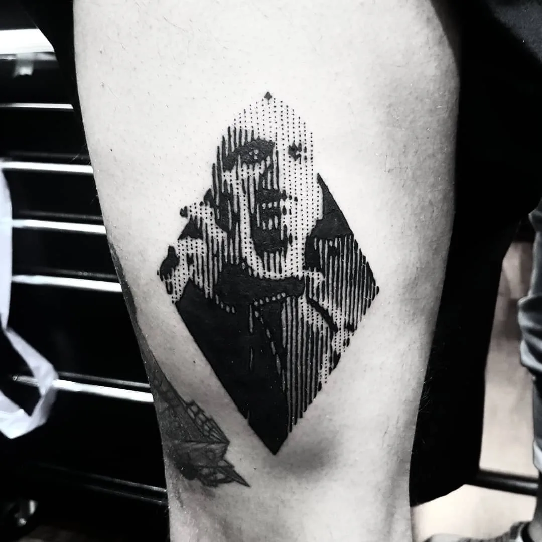 Tatuador Marco Bordi, Voldemort, estilo black portrait sketch tattoo, pontos e linhas | Roma, Itália