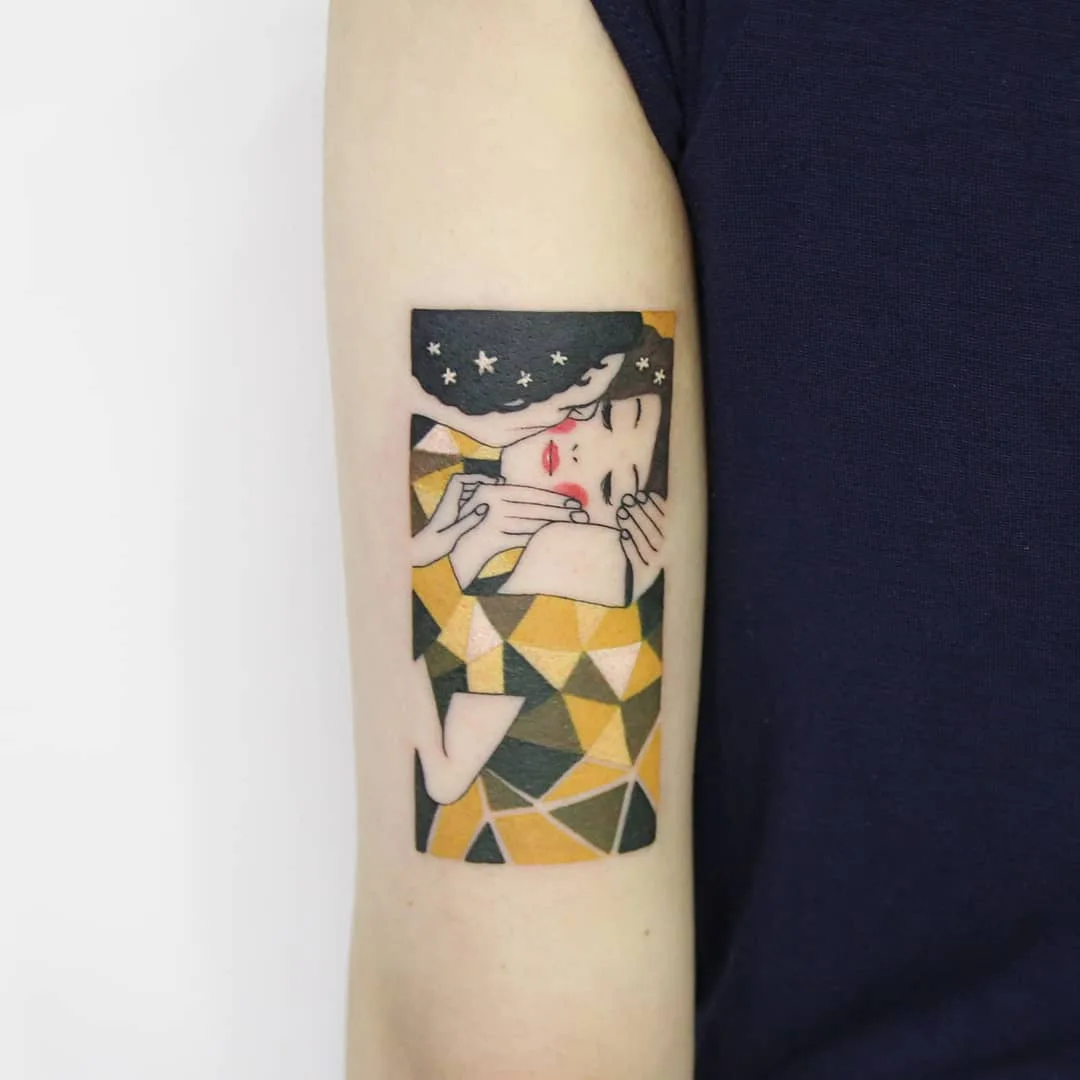 Tatuador Polyc SJ / 상진, estilo de tatuagem polygon de autores, color. Tatuagem gráfica, abstração, surrealista, cartoon | Coreia 