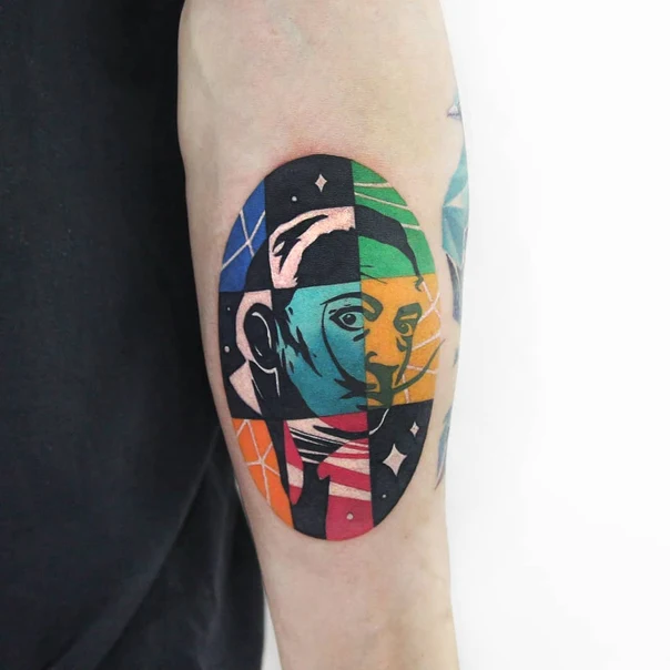 Geometric Portrait tattoo on Forearm