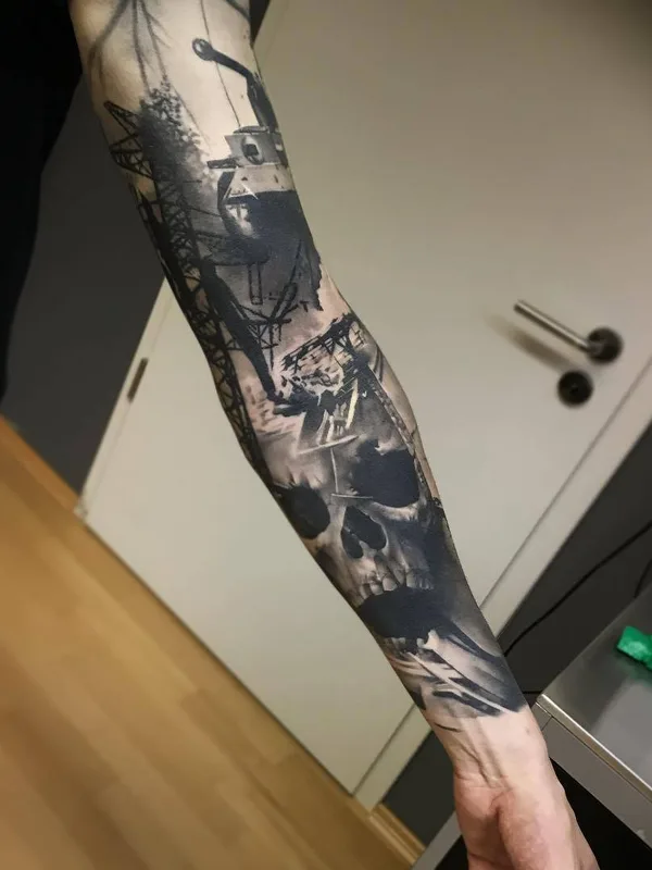 black and grey black and grey 타투 부위 full sleeve #25920 | 타투이스트 Neon Judas