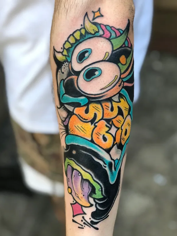 color new school Tatuagem em forearm #26268 | Tatuador Davee Blows