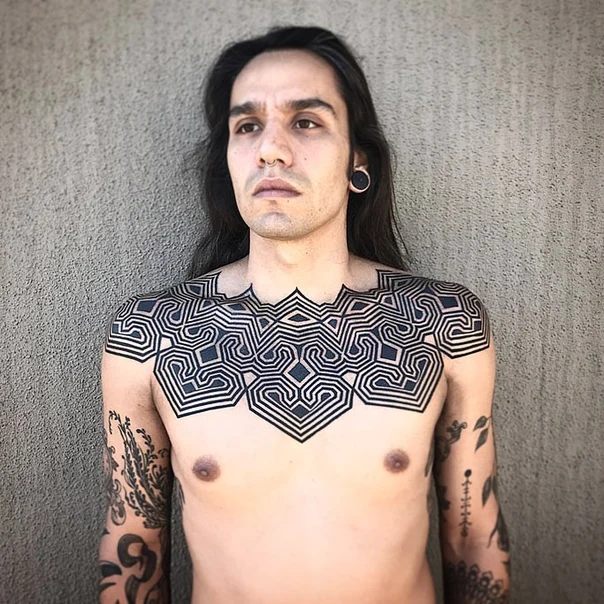 Geometric Geometric, Abstract tattoo on Chest