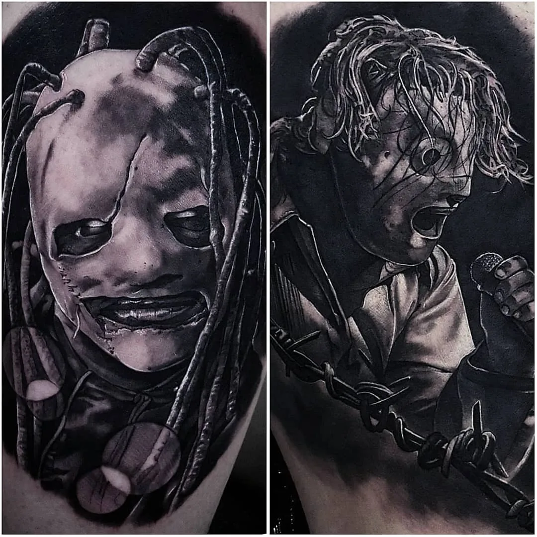 Artista di tatuaggi Nick Imms, autore di ritratto in nero e grigio con realismo | Regno Unito
