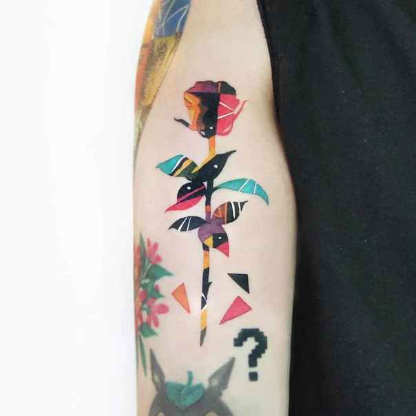 Abstract Rose, Geometric tattoo on Forearm