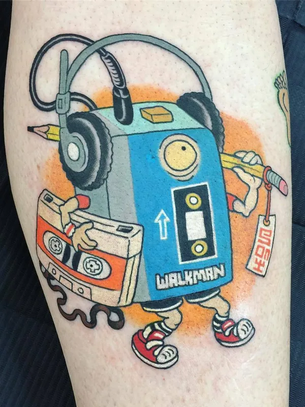 color cartoon Tatuagem em calf #26037 | Tatuador Wendy Pham