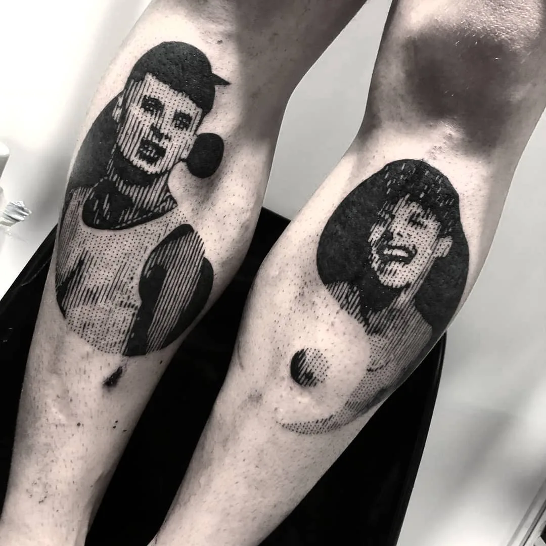 Tatuador Marco Bordi, estilo black portrait sketch tattoo, pontos e linhas | Roma, Itália