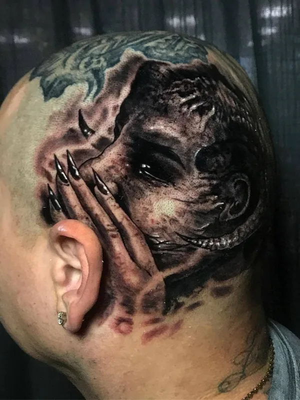 black and grey realism Tatuagem em head #25569 | Tatuador Danny Lepore