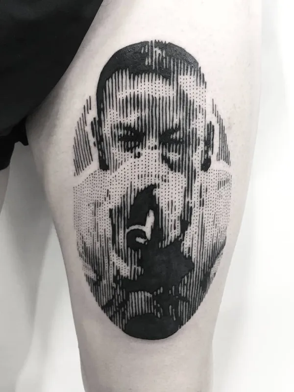 black blackwork Tatuagem em thigh #26225 | Tatuador Marco Bordi