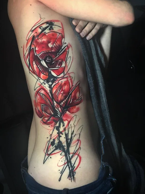 color abstract tattoo on side #26110 | Tattoo Artist Tom Petucco