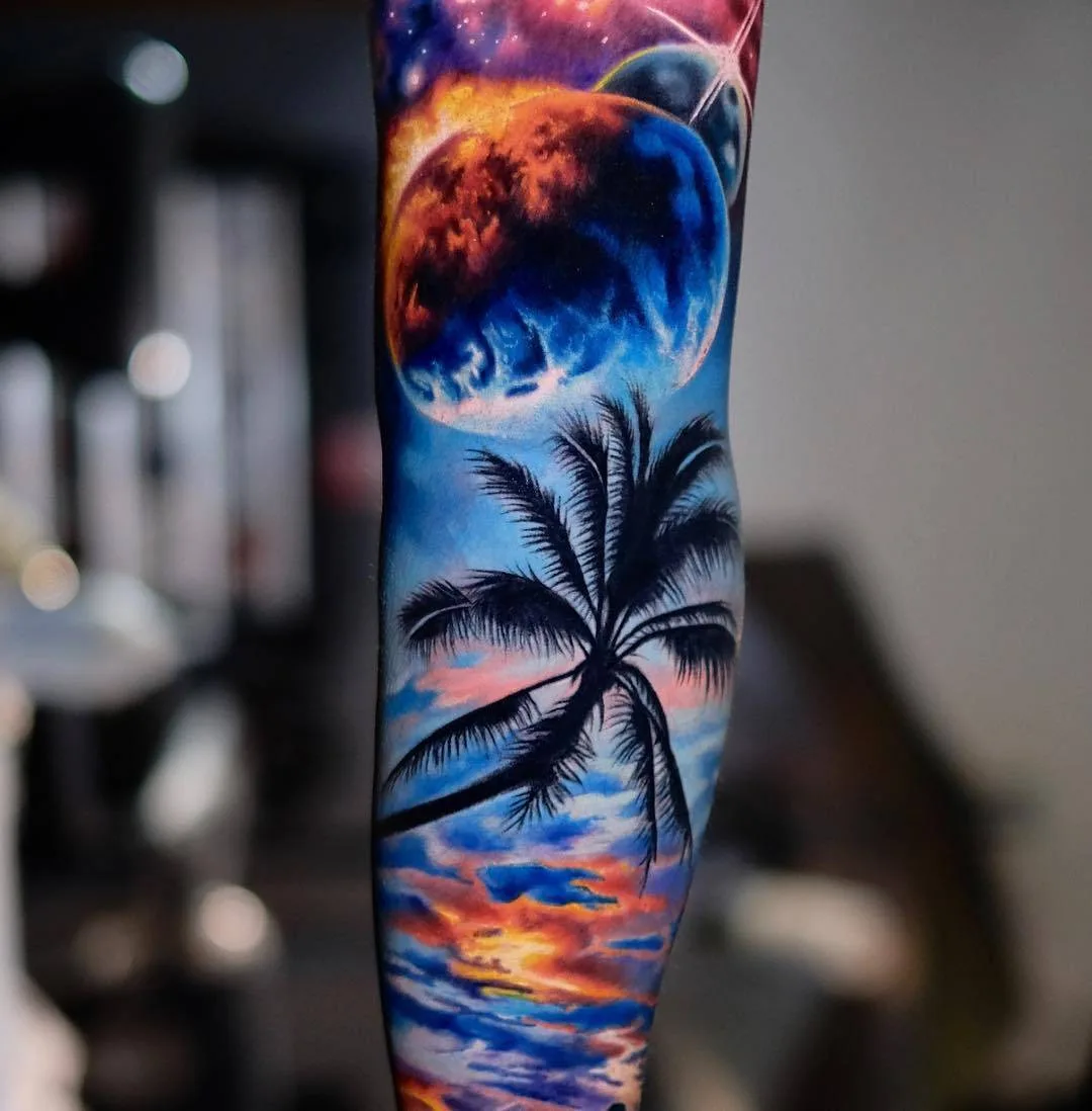 Tatuador Volkan Demirci, estilo do autor color surrealista retrato de tatuagem | Ushuaia Tattoo Londres