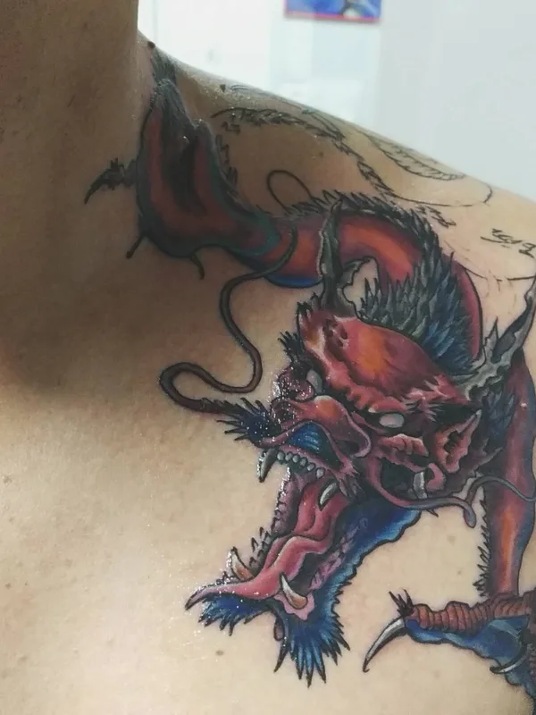 color japanese tattoo auf chest #26123 | Tätowierer Денис Норд