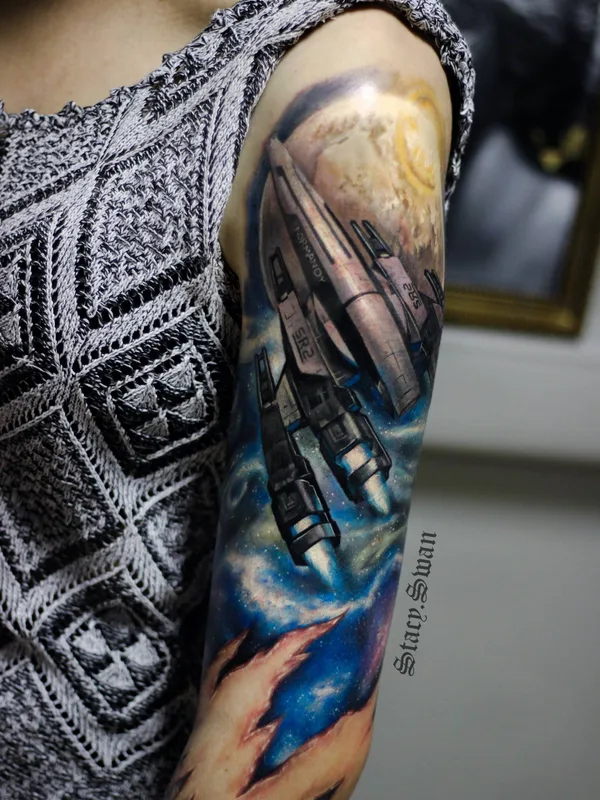 color realism tatouage sur full sleeve #32723 | Artiste tatoueur Anastasiya Lebedeva