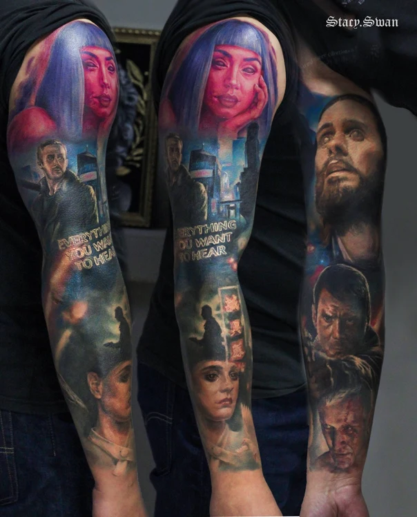 Реализм Portrait, Movie tattoo на Полный рукав