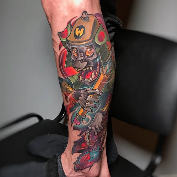 Нью-скул Monkey, Samurai tattoo на Икра