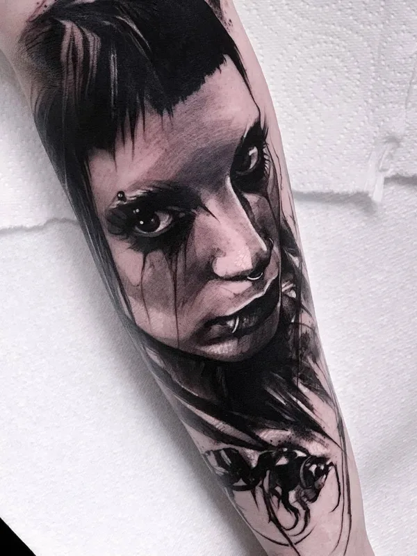 female black and grey black and grey 纹身 在 forearm #32777 | 纹身师 Hollie Pryce-Jones