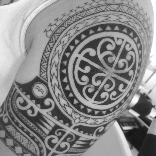 Tribal Geometric shapes, Swirls tattoo on Upper Arm