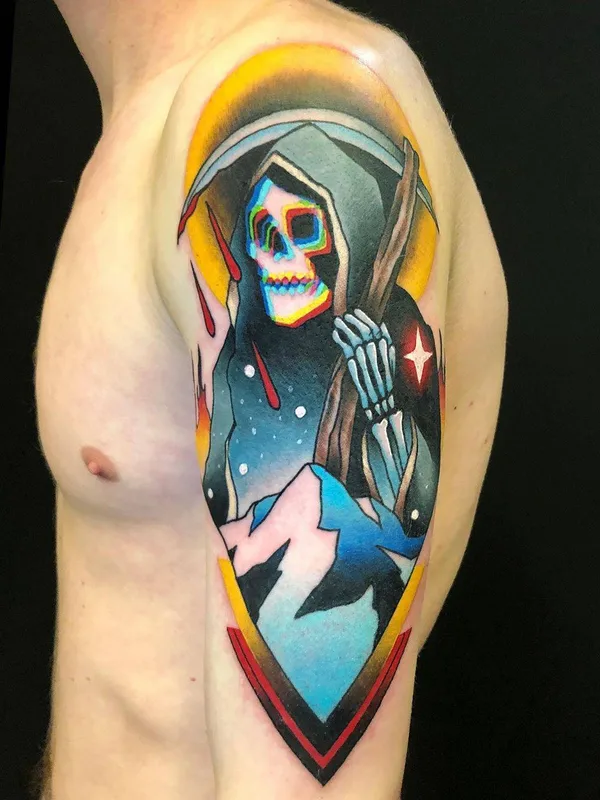 male color neo traditional tatouage sur upper arm #32847 | Artiste tatoueur Adam Friedman