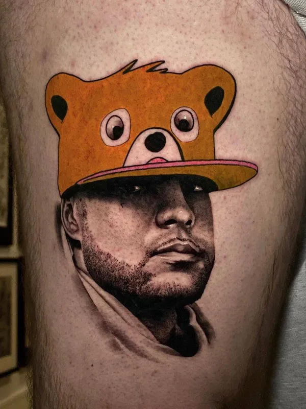 male color realism tatouage sur thigh #32907 | Artiste tatoueur Mat Rule