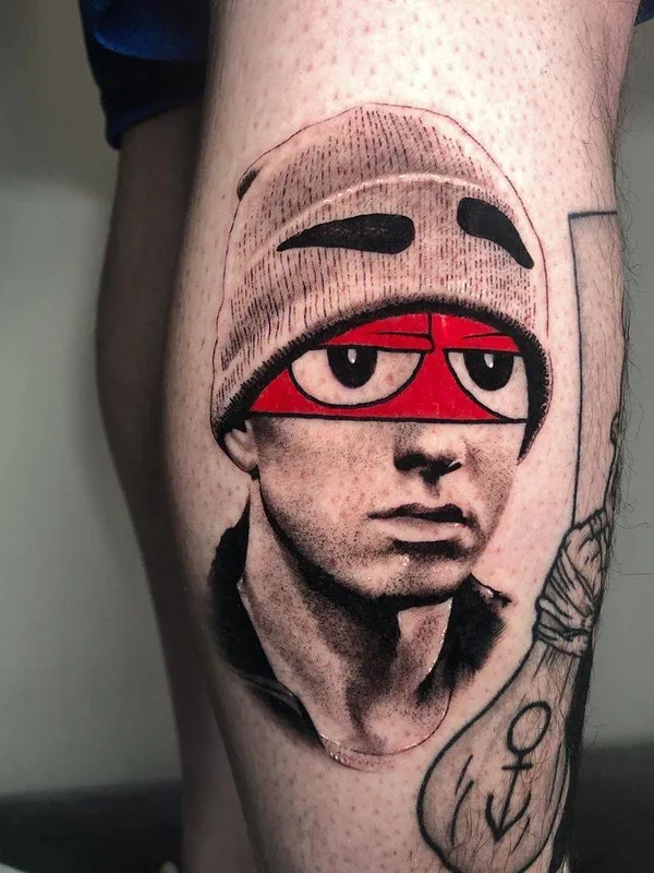 male color illustrative tatouage sur calf #32905 | Artiste tatoueur Mat Rule