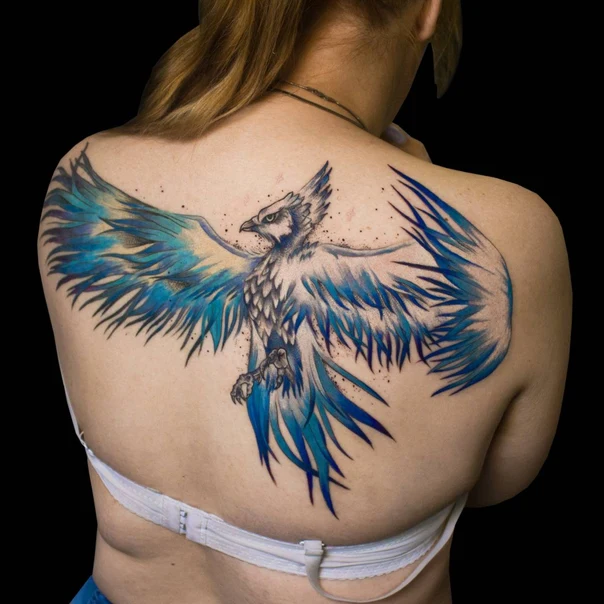 Акварель Bird tattoo на Верхняя часть спины