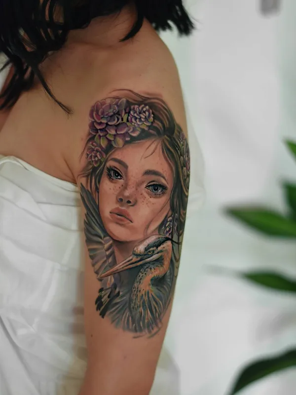 female color realism татуировка на upper arm #33266 | Тату мастер Katerina Savchenko