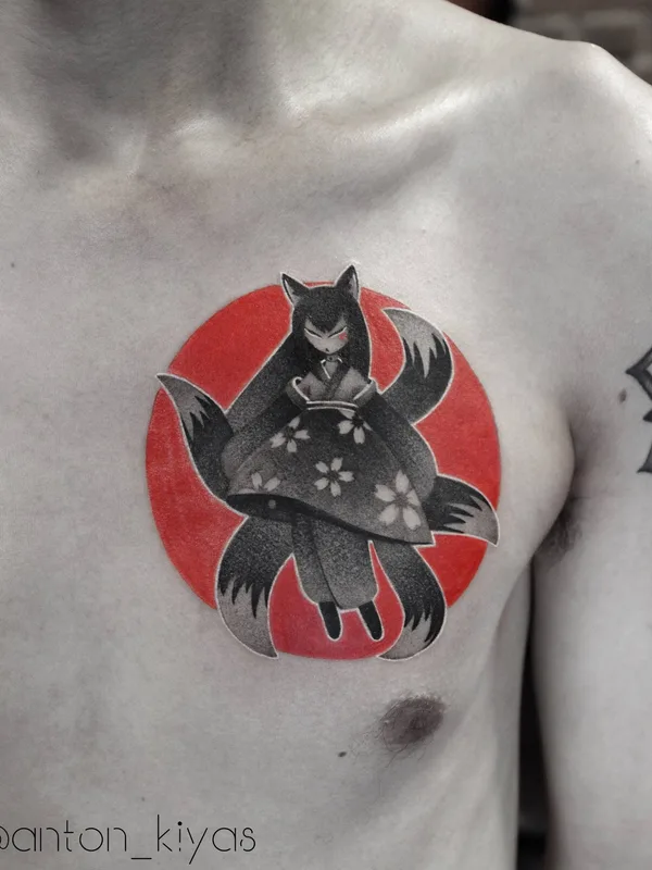 color japanese tatouage sur chest #33311 | Artiste tatoueur Антон Киясов