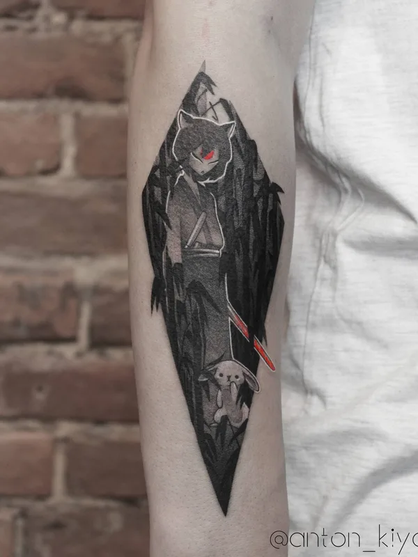 black and grey anime tatouage sur forearm #33313 | Artiste tatoueur Антон Киясов