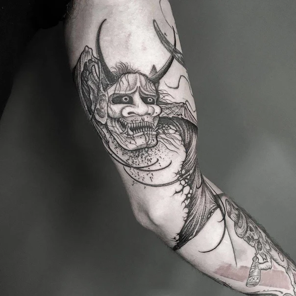 Japanese Oni, Demon tattoo on Forearm