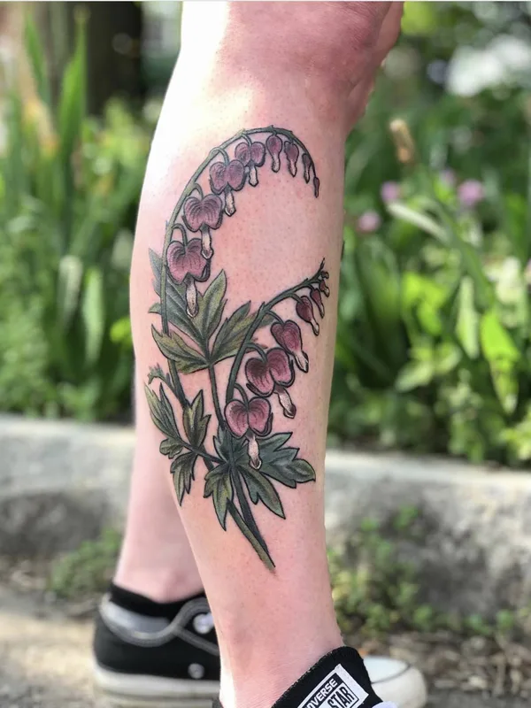 color botanic tattoo on calf #33427 | Tattoo Artist Tara Morgan
