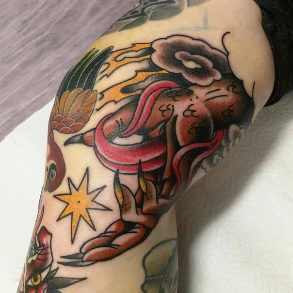 Old School Demon, Star tattoo on Forearm