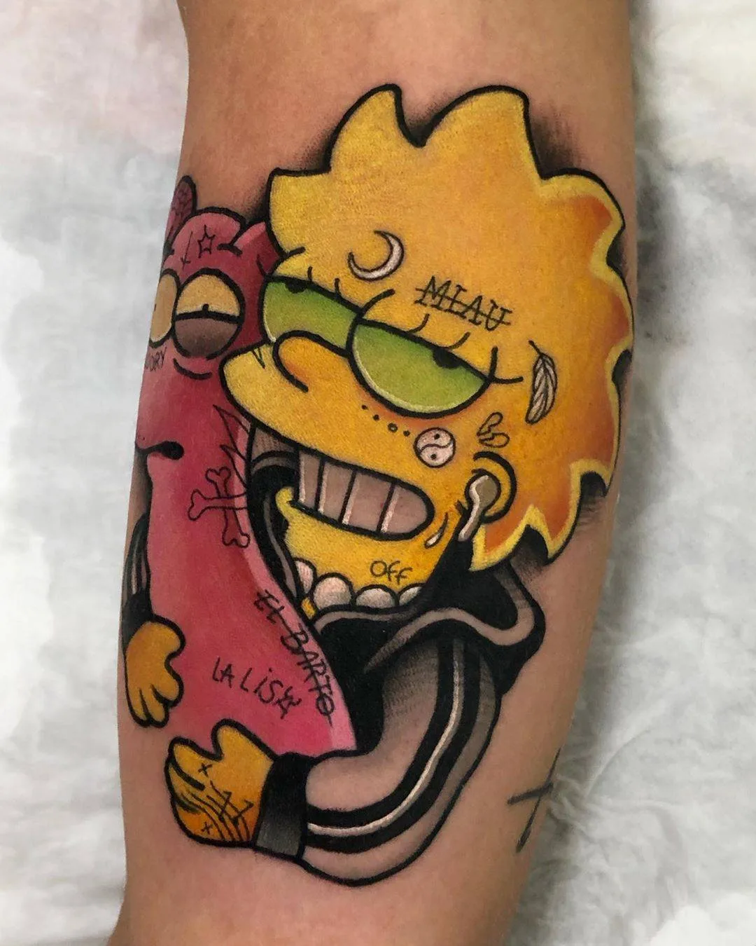 Tattoo artist Josep Canti, color Neo traditional the Simpsons tattoo | Barcelona, Spain 