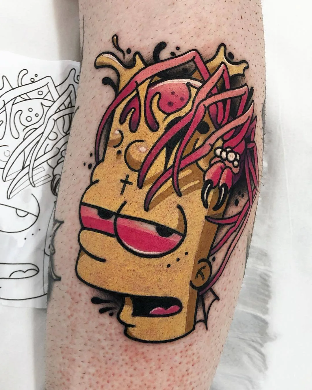 Tattoo artist Josep Canti, color Neo traditional the Simpsons tattoo | Barcelona, Spain