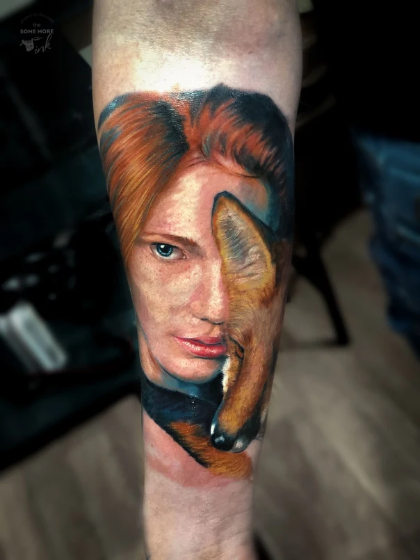 Реализм Portrait, Animal tattoo на Предплечье