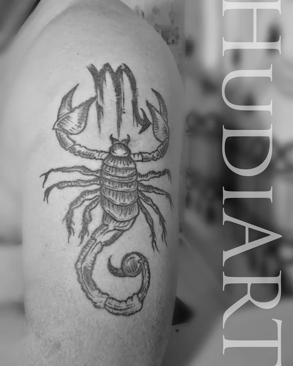 Блэкворк Scorpion, Zodiac tattoo на Дельта