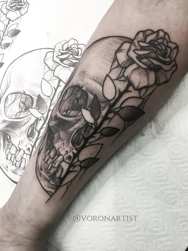 black and grey black and grey Tatuagem em forearm #37878 | Tatuador Павел Ворон
