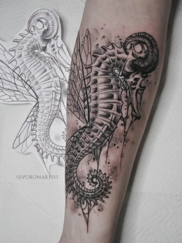 black and grey blackwork Tatuagem em forearm #37875 | Tatuador Павел Ворон