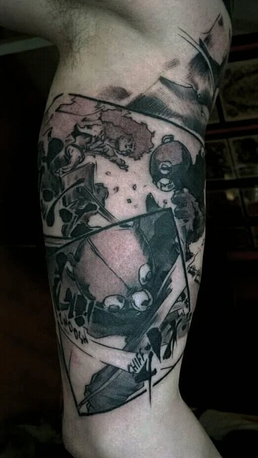 Sketch Comic, Character tattoo on Upper Arm