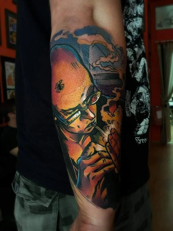 Illustrative Portrait, Spider tattoo on Forearm