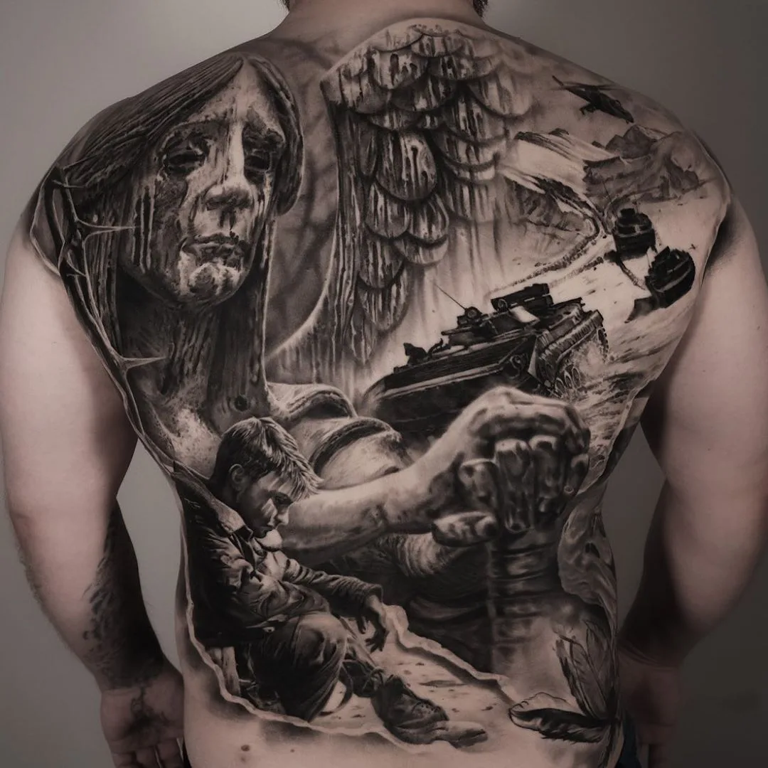 Tatuaggio artista Andrey Popov, realismo nero e grigio | San Pietroburgo, Russia
