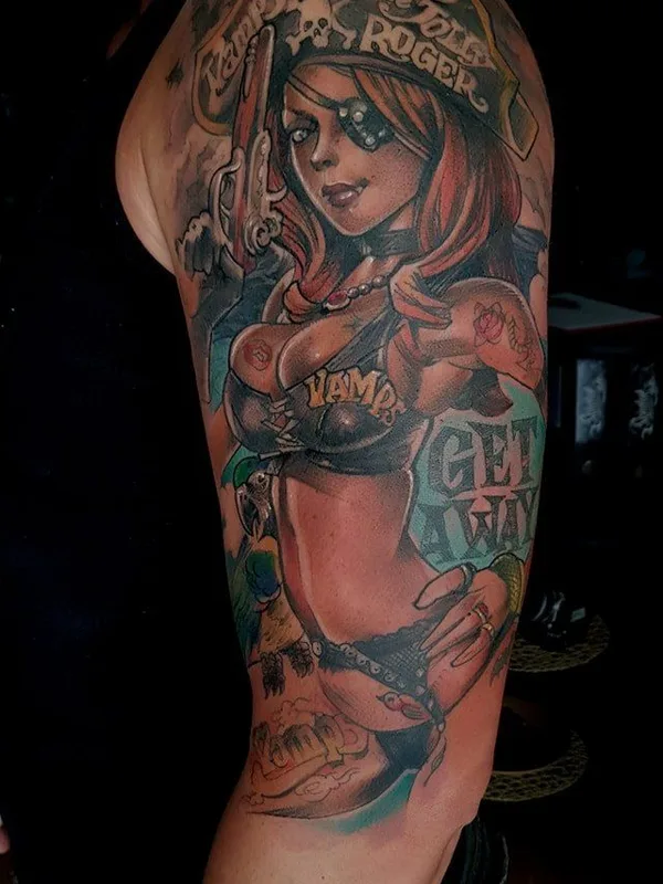 color new school tatuaje en full sleeve #38030 | Tatuador MIREK G.